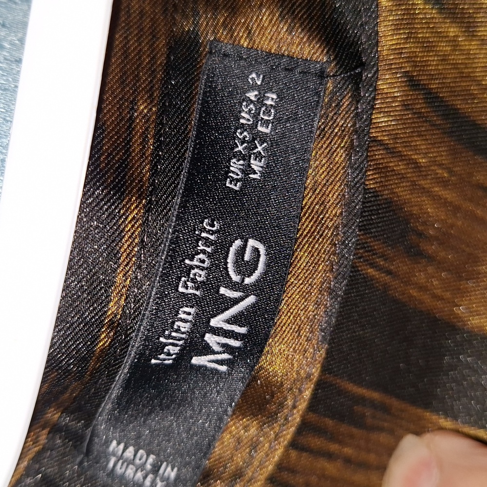 Mango Women's Black and Brown Patterned Blouse - Picture 2 of 4